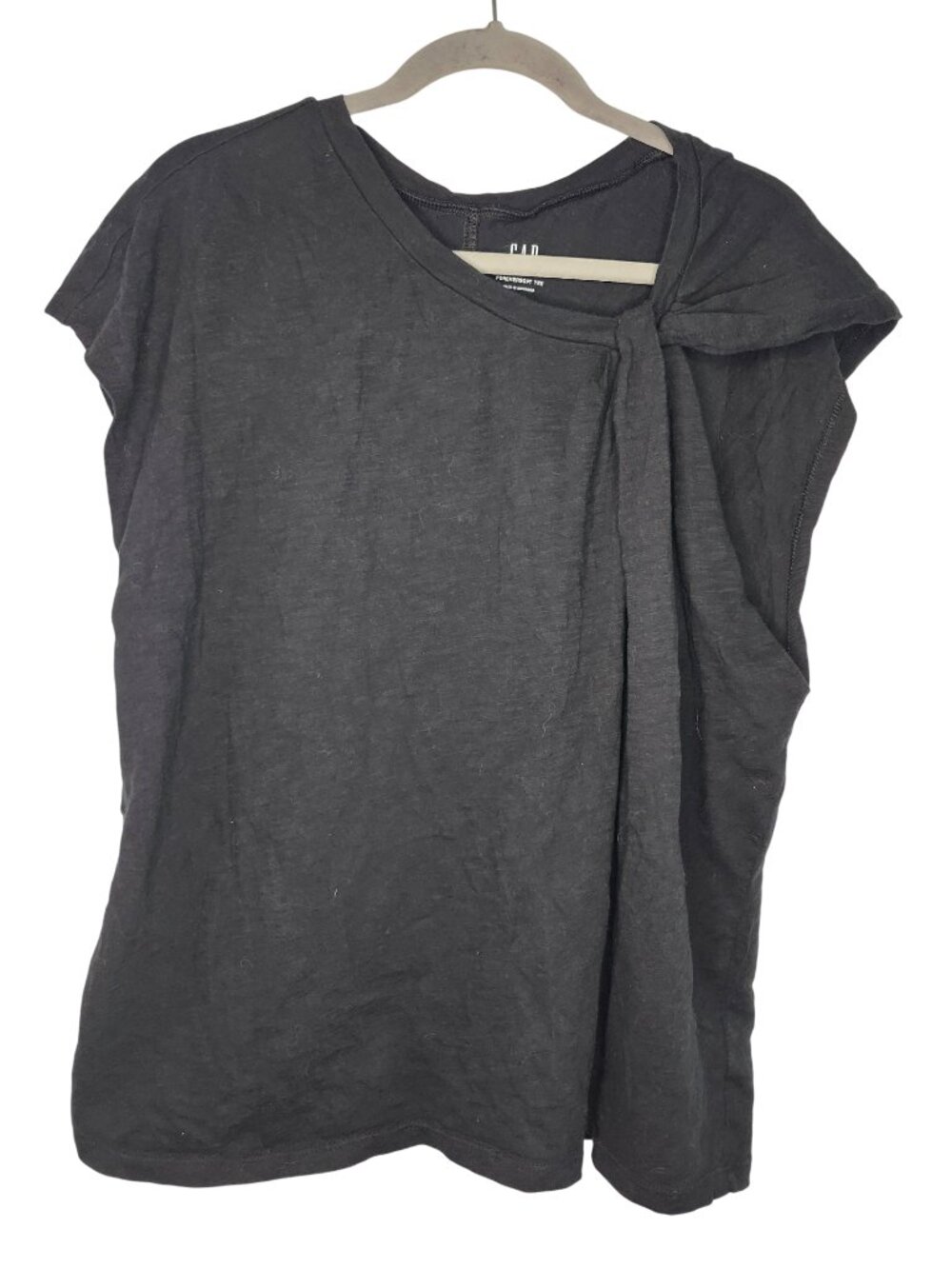 GAP Tie Detail Black Super Soft Forever Tee Plus Size XXL